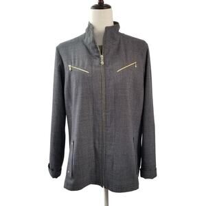 Sport Haley Gray Gold Zipper Front Lighter Weight Jacket Nice! Size L
